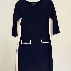 Ralph Lauren Navy Dress with White Trim